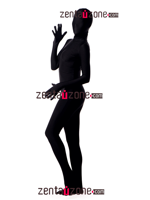 Black Unicolor Spandex Full Body Zentai Suit [20158]