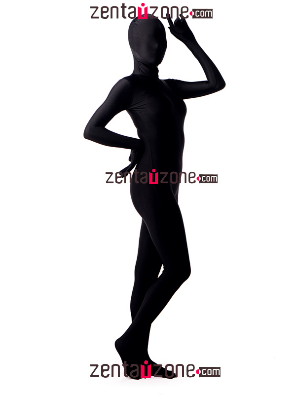Black Unicolor Spandex Full Body Zentai Suit [20158]