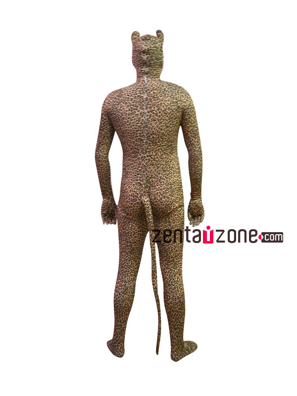 Leopard Animal Spandex Bodysuit Zentai With Tail And Ears