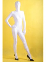 Unicolor White Lycra Unisex Zentai Suit