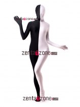 Black And White Double-skin Lycra Spandex Zentai