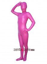 2014 Pink Pu Metallic Zentai Suiti With Open Mouth