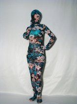 Sexy Unisex Velvet Zentai Suit With Floral Pattern