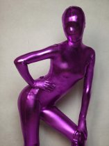 Purple Unisex Shiny Metallic Zentai Full Body Suit