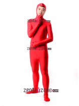 Red Lycra Full Bodysuit With Open Face
