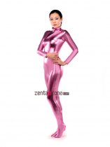 Light Pink Shiny Metallic Catsuit