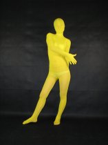 Yellow Transparent Velvet Zentai Suit
