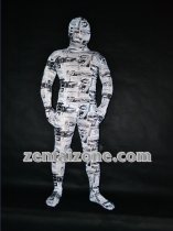 2011 White News Paper City Mummy Zentai Costume