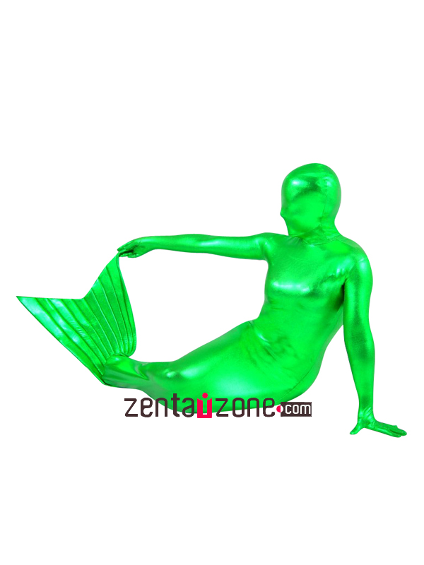 Green Mermaid Metallic Zentai Suit