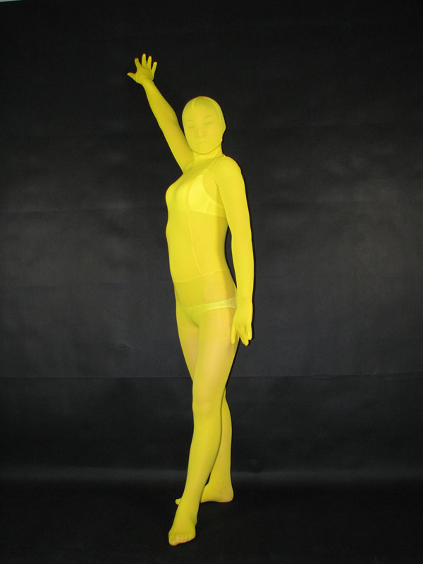 Yellow Transparent Velvet Zentai Suit