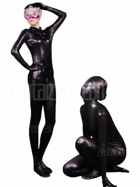 Black Shiny Full Body Zentai Suit
