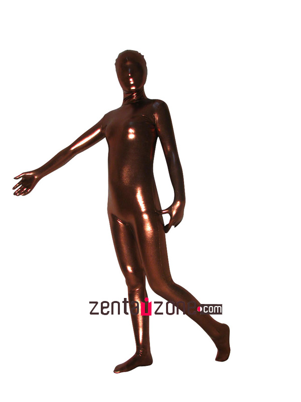 Brown Shiny Metallic Full Body Zentai Suit