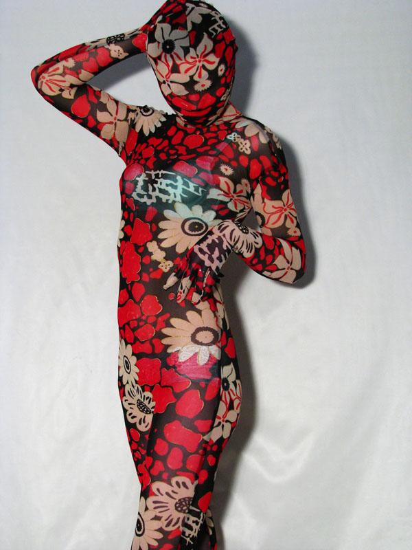 Sexy Unisex Velvet Flower Pattern Zentai Suit