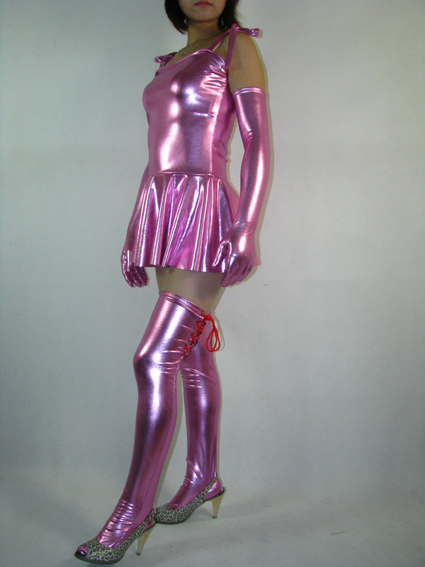Sexy Pink Shiny Metallic Dress [20550]