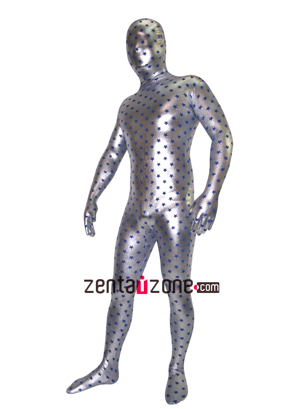 Silver Shiny Metallic Pattern Zentai Suit