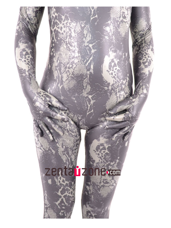 2014 Flower Pattern PU Metallic Zentai Catsuit