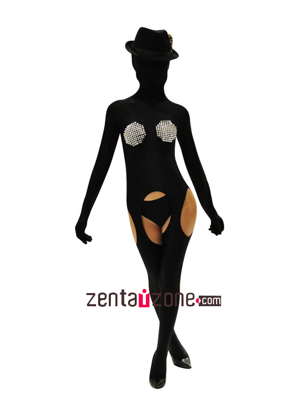 Black One-pieced Sexy Zentai Spandex Outfit