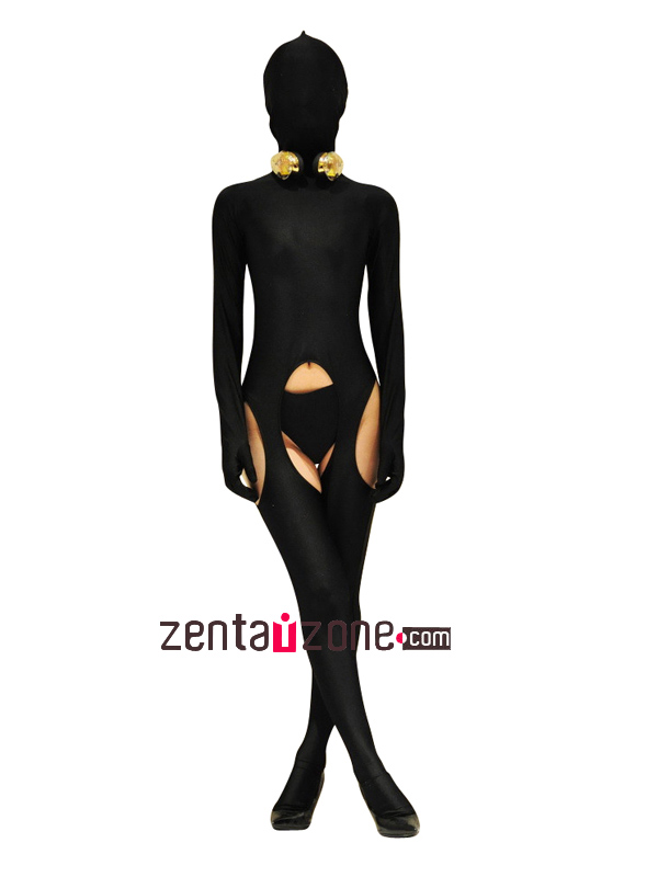 Black One-pieced Sexy Zentai Spandex Outfit
