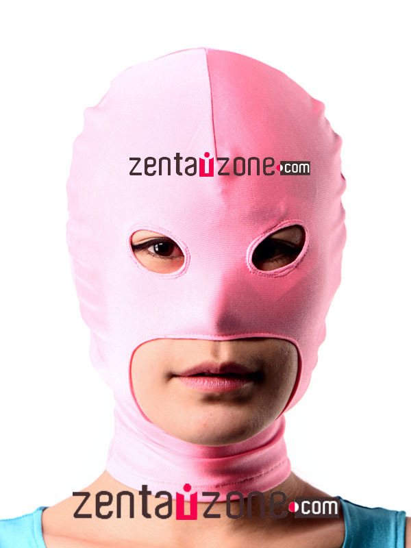 Pink Spandex Lycra Zentai Hood With Open Mouth Eyes