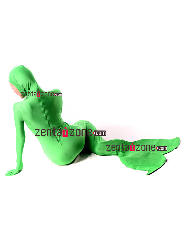 Green Mermaid Spandex Lycra Zentai Suit With Open Face