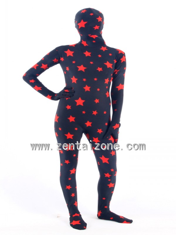 Red Stars Patten Unisex Lycra Spandex Zentai Suit