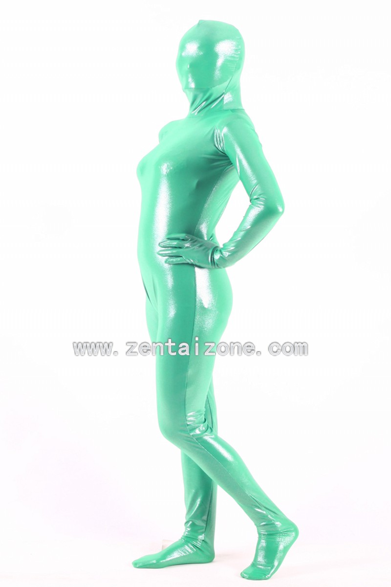 Green Spandex Shiny Metallic Zentai Suit