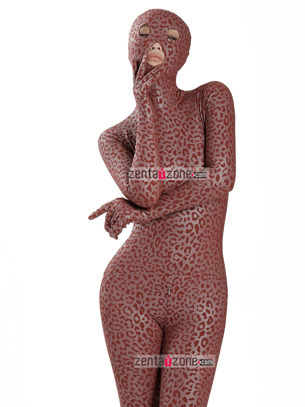 Nylon Metallic Leopard Pattern Lycra Zentai Suit