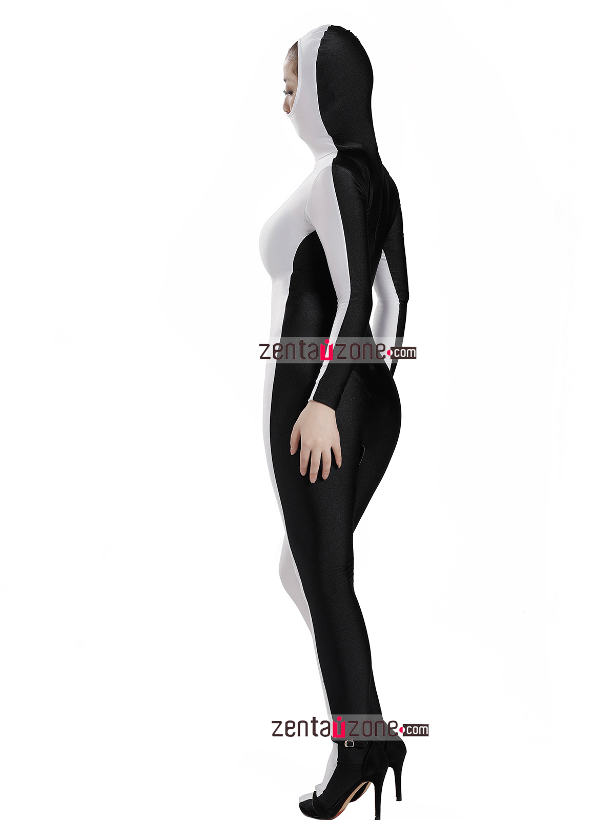 Nylon Black And White Lycra Zentai Suit